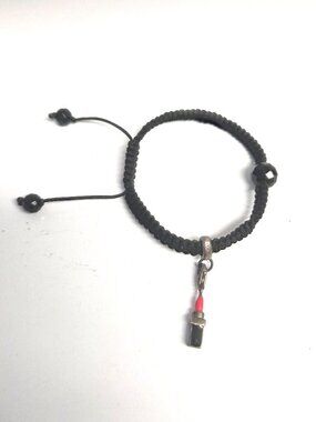Thomas Sabo Sterling Silver Lipstick Charm Bracelet Adjustable Woven Cord Flirty